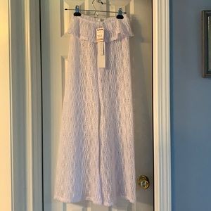 Swimsuit cover up white crochet with elastic waistband